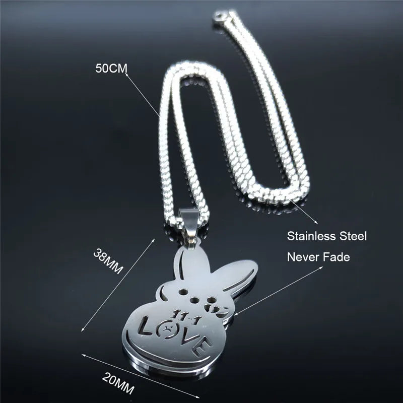 Women Men Kpop Lil Peep Rabbit Sad Stainless Steel Chain Necklace Pendant