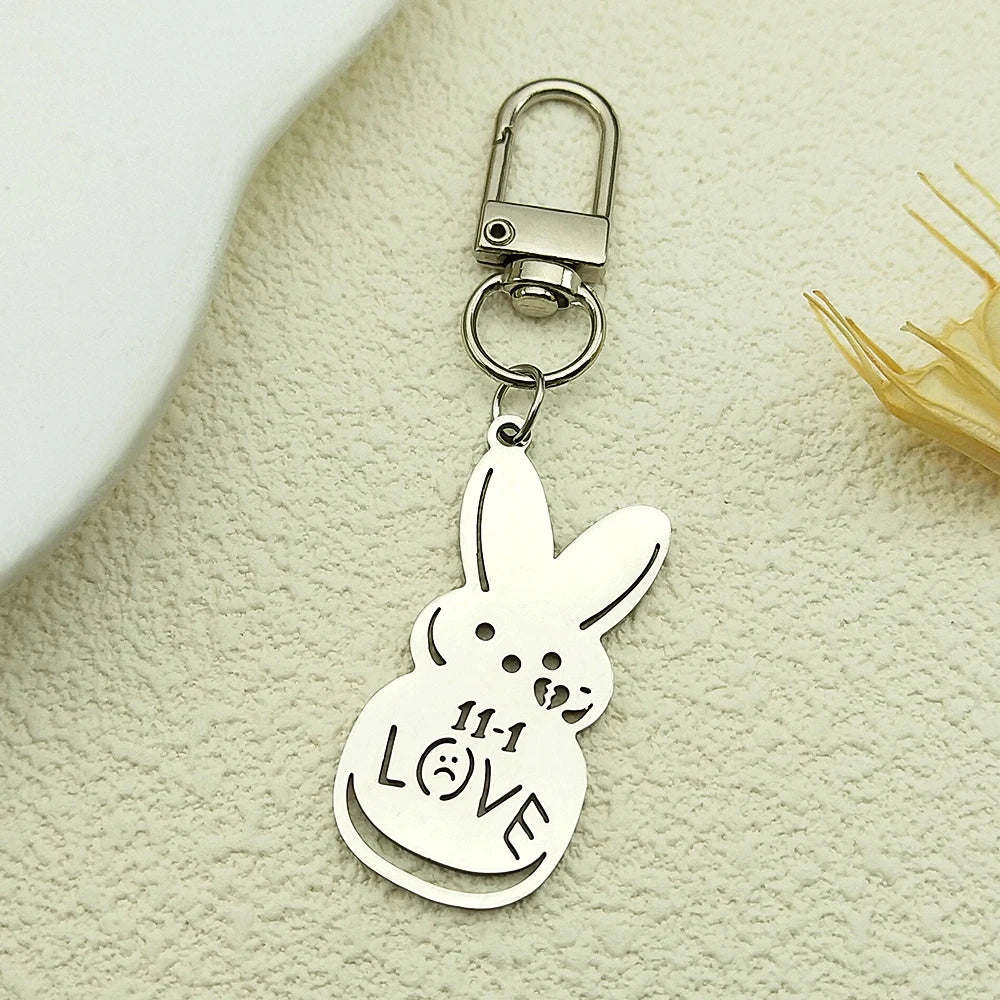 Women Men Kpop Lil Peep Rabbit Sad Stainless Steel Chain Necklace Pendant