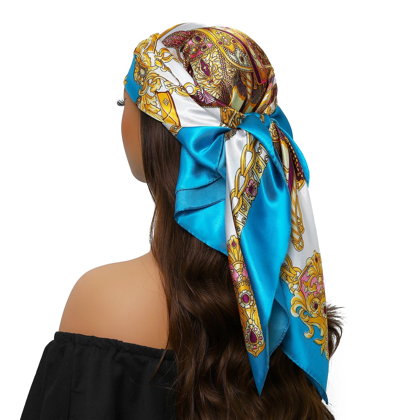 90cm Women Four Seasons Square Silk Satin Bandana Wrap Shawl Scarves Scarfs Sqk7
