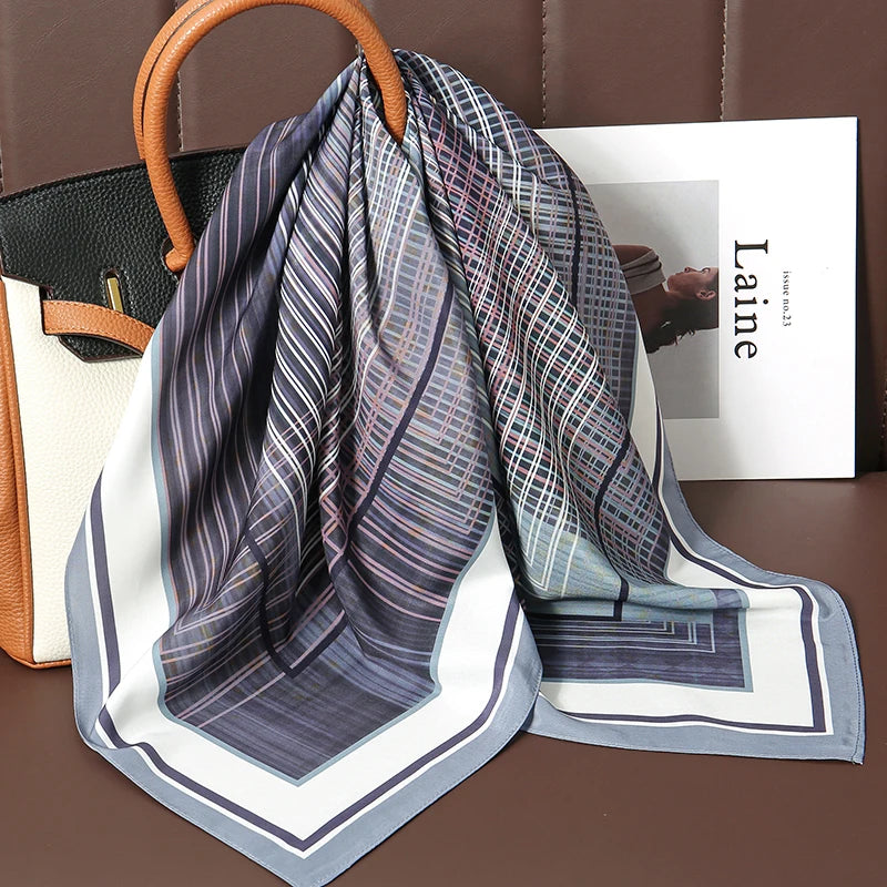 70cm Women Design Square Fashion Printed Satin Silk Scarf Scarves