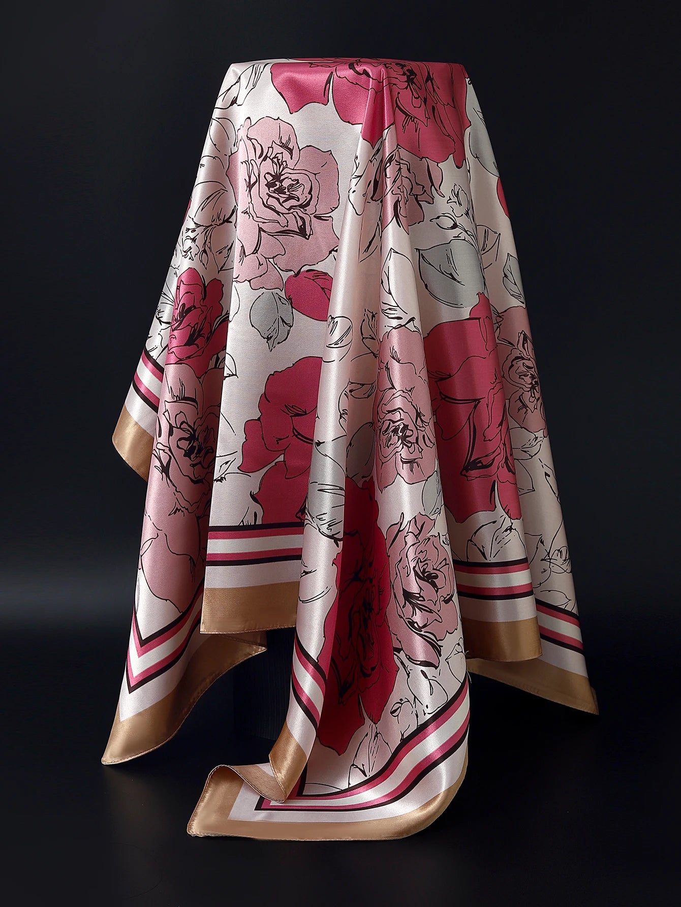 90cm Women Four Seasons Square Silk Satin Bandana Wrap Shawl Scarves Scarfs Sqk2