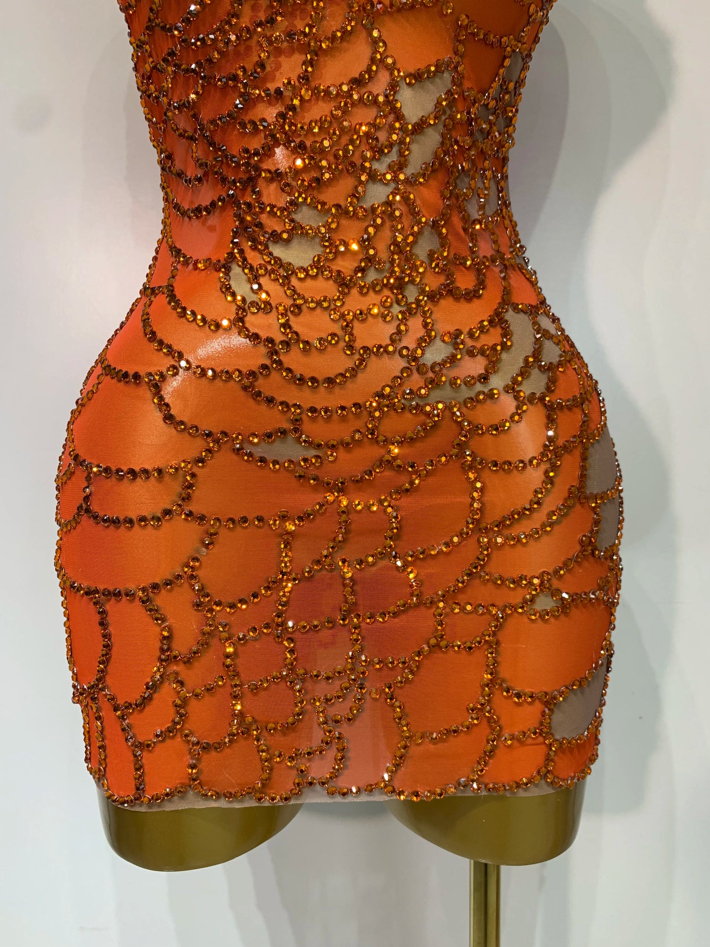 Women Sexy Mesh See Through One Shoulder Rhinestones Nightclub Evening Party Birthday Mini Dress
