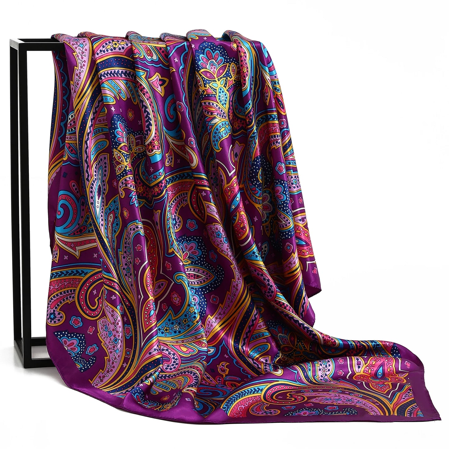 90cm Women Four Seasons Square Silk Satin Bandana Wrap Shawl Scarves Scarfs kfy1