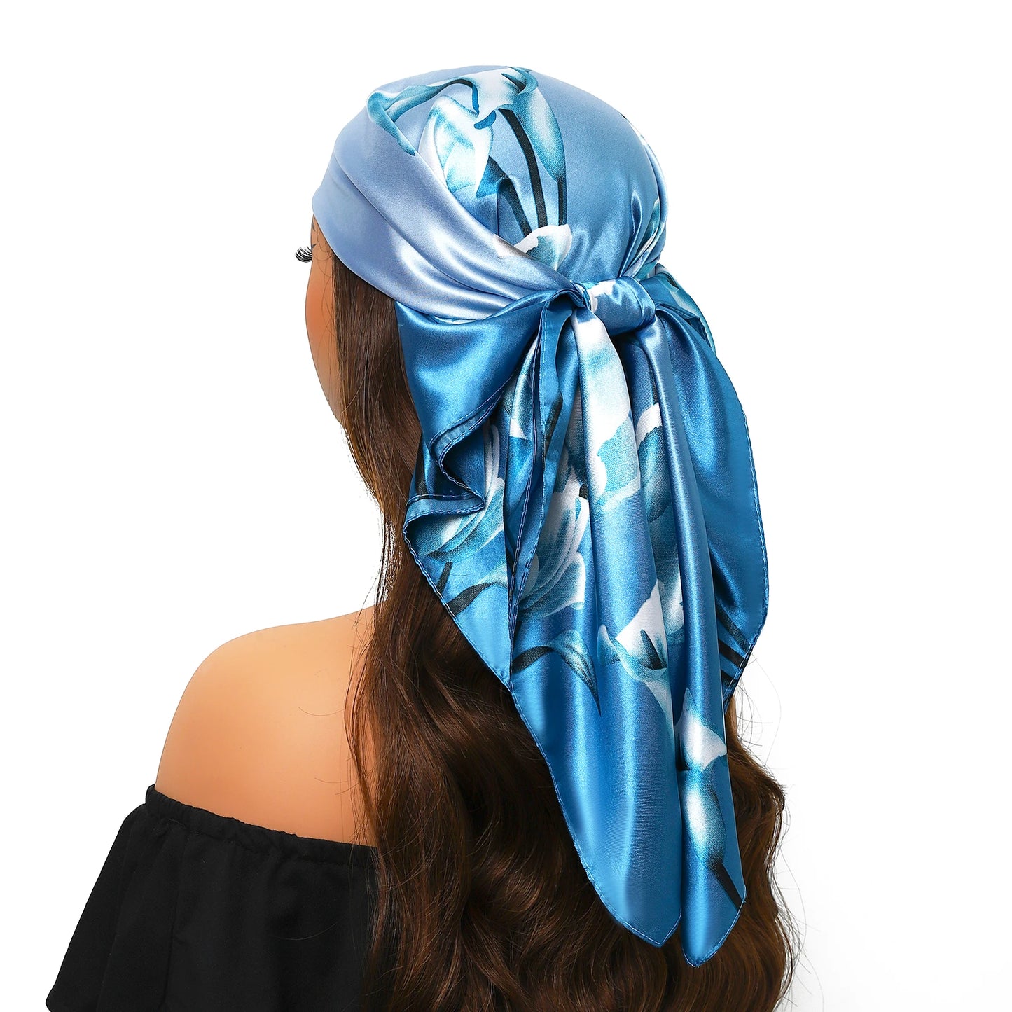 90cm Women Four Seasons Square Silk Satin Bandana Wrap Shawl Scarves Scarfs Sqk7