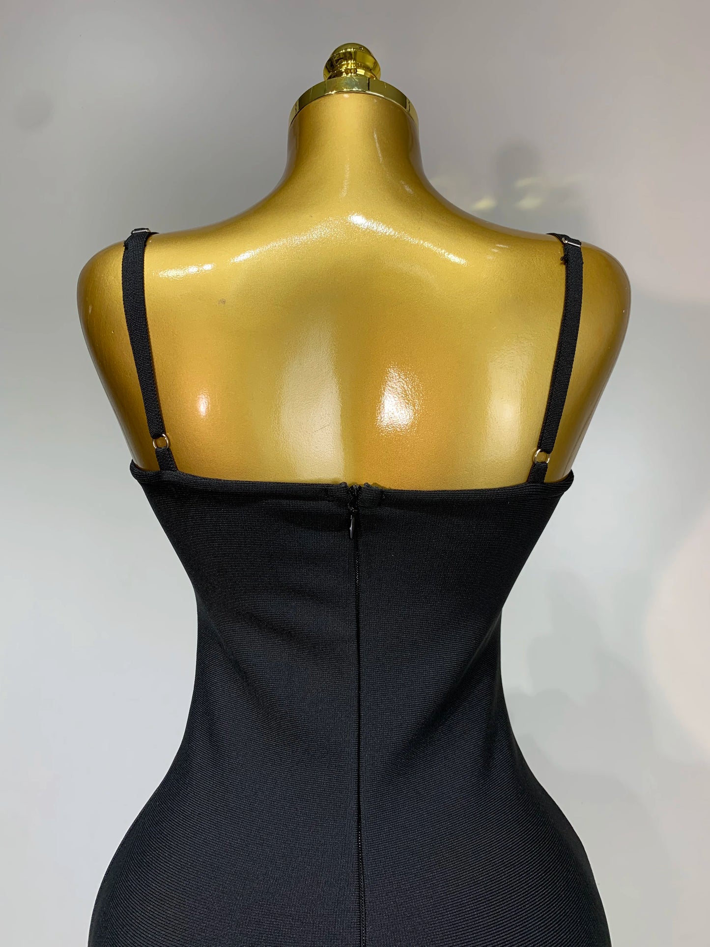 Sexy Spaghetti Strap Lace Midi Bandage Elegant Celebrity Evening Party Birthday Black Sleeveless Dress