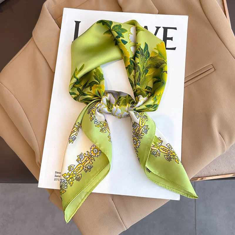 Women Silk Feeling Design Satin Square Scarf Wrap Shawl Scarves