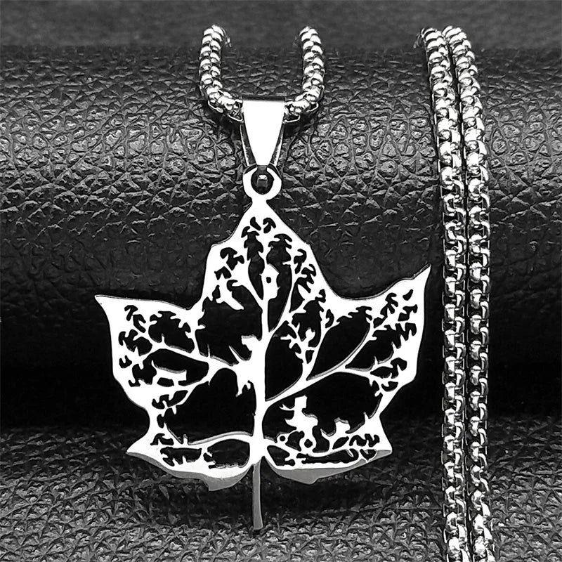 Tree Of Life Amulet Love Hollow Leaf Stainless Steel Gold Silver Color Chain Necklace Pendant