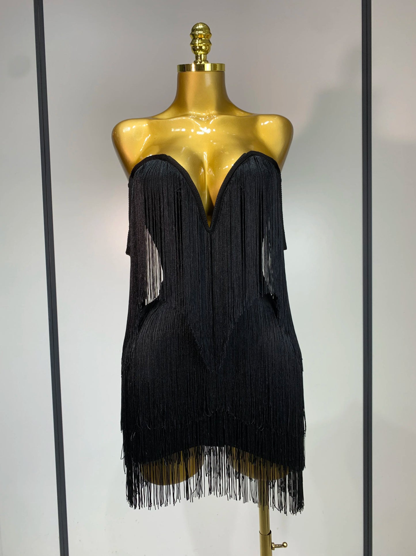 Sexy Strapless Tassel Off Shoulder Bandage Celebrity Evening Party Mini Birthday Dress