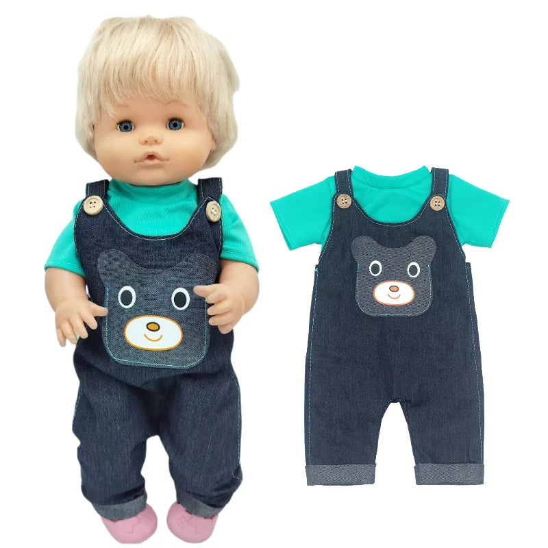 16 Inch Small Doll Clothes T-shirt 38cm Baby Fashion Denim Shorts