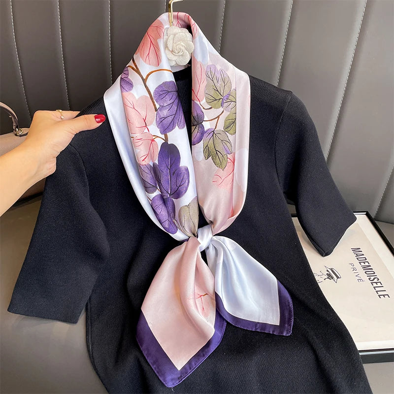 90cm Women Fashion Printed Silk Like Square Scarf Bandana Shawl Wrap Scarves