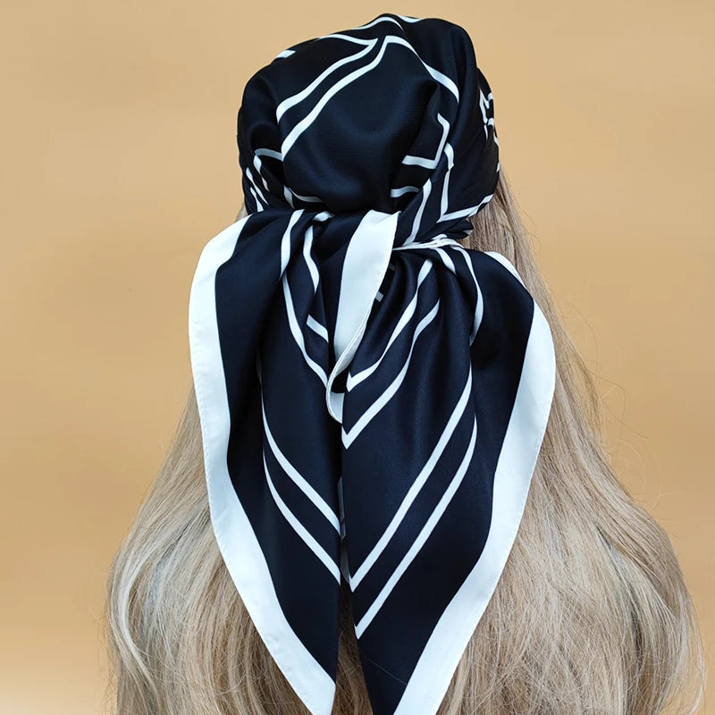 90cm Women Four Seasons Square Silk Satin Bandana Wrap Shawl Scarves Scarfs SRk3