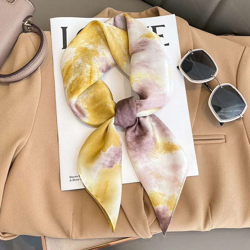 Women Fashion Square Small Silk Satin Scarf Design Printed Bandana Scarves