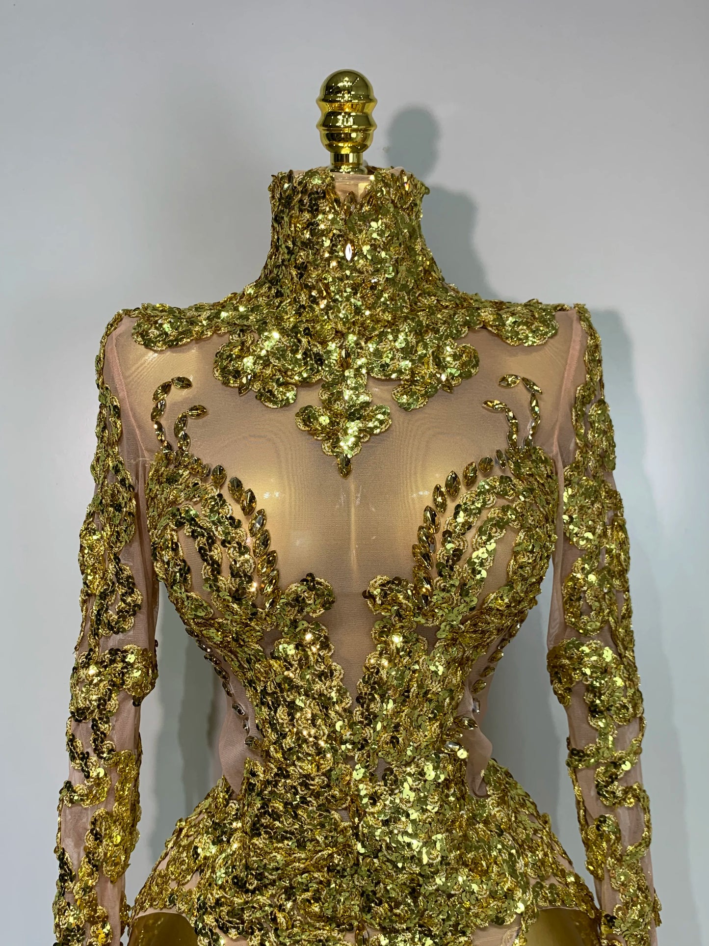 Sparkly Silver Gold Sequins Shor Sexy High Slit Nightclub Evening Party Birthday Dress