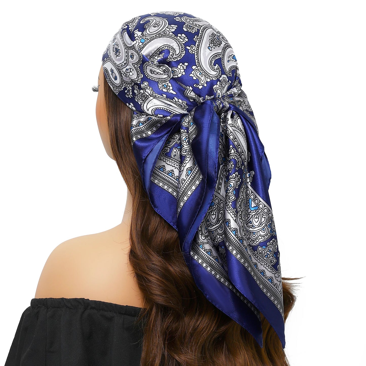 90cm Women Four Seasons Square Silk Satin Bandana Wrap Shawl Scarves Scarfs Spk13