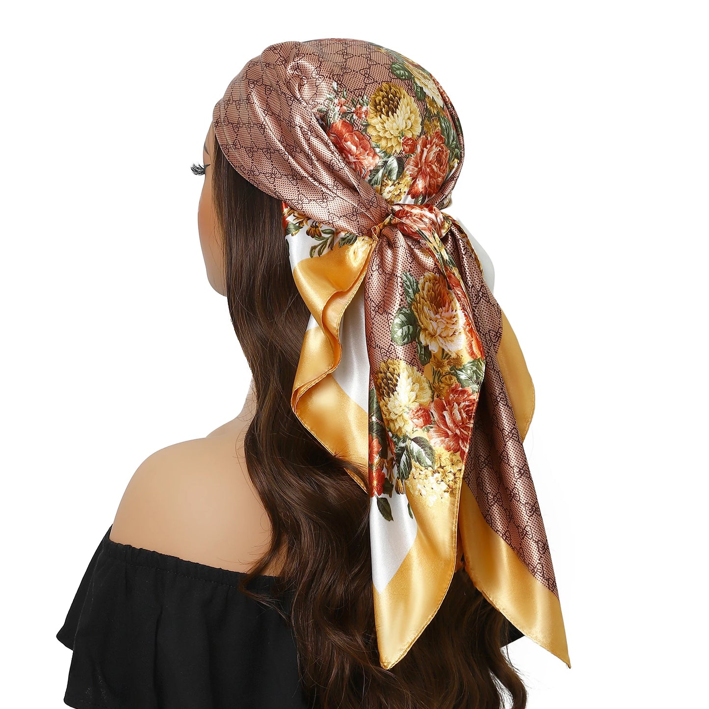 90cm Women Four Seasons Square Silk Satin Bandana Wrap Shawl Scarves Scarfs kfy1