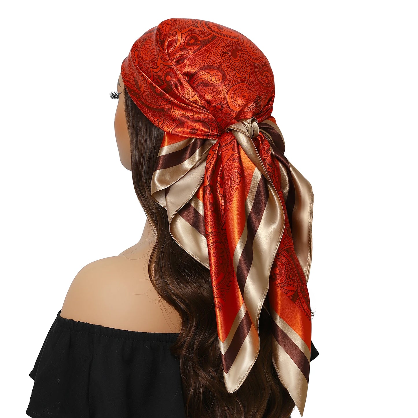 90cm Women Four Seasons Square Silk Satin Bandana Wrap Shawl Scarves Scarfs kfy1