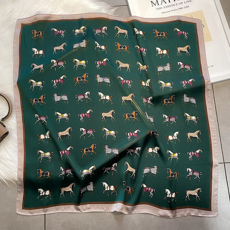Women Fashion Silk Satin Cats Pets Printed Wrap Scarf Bandana Scarves