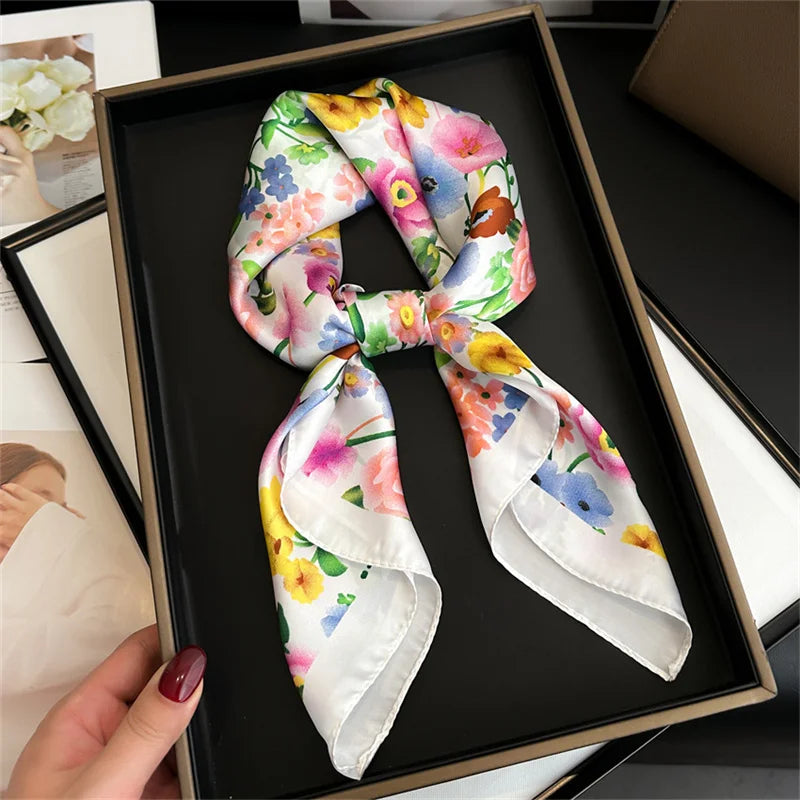 70X70cm Women Fashion Printed Pashmina Silk Bandana Shawl Wrap Scarves