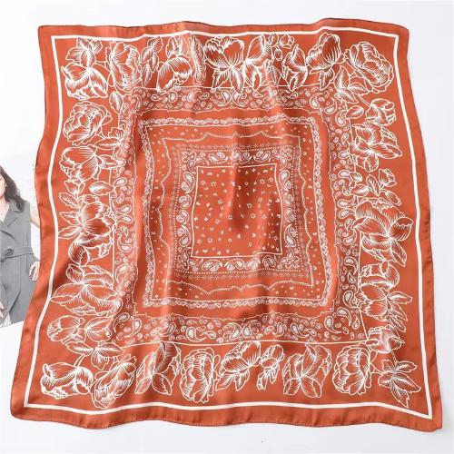 70cm Women Fashion Floral Print Square Silk Scarf Satin Shawl Wrap Scarves