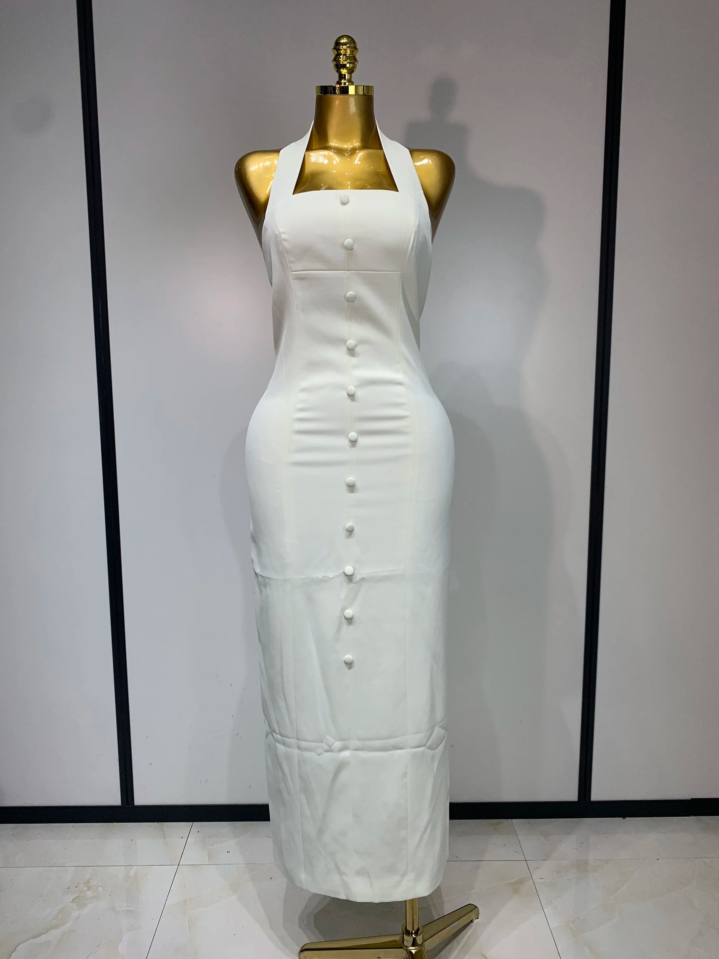 Women Sleeveless Long Sexy Halter Backless Cocktail Celebrity Evening Party Club Dress