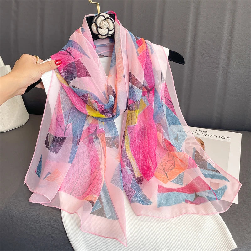 Women Beach Scarf Georgette Silk Shawls Design Printed Wraps Scarves