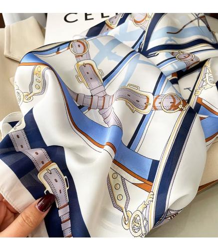 Luxury Silk Feeling Square Scarf Women 2024 Print Satin Neckerchief Spring Hair Band Foulard Bandana Echarpe Tie Shawl Wraps