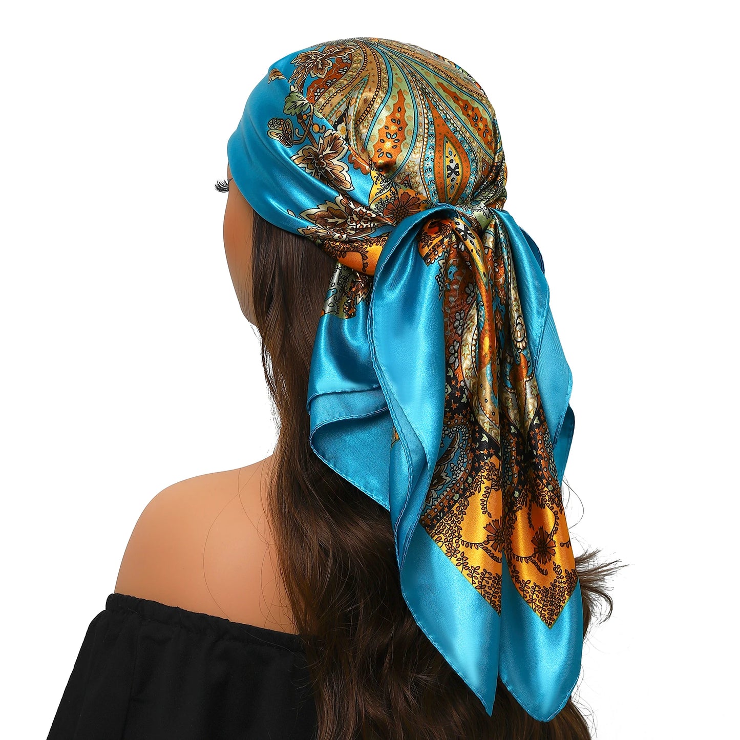 90cm Women Four Seasons Square Silk Satin Bandana Wrap Shawl Scarves Scarfs Spk13