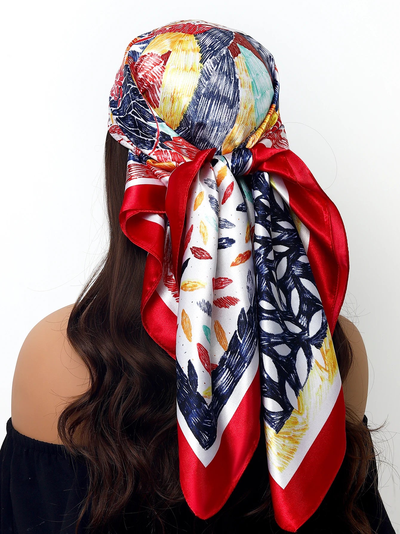 90cm Women Four Seasons Square Silk Satin Bandana Wrap Shawl Scarves Scarfs Sqk2