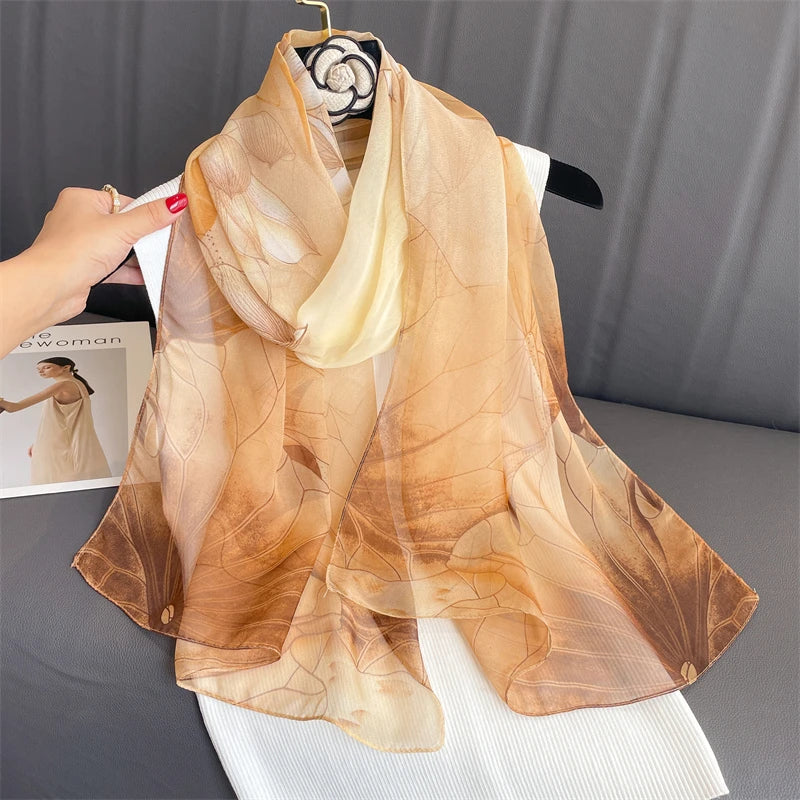 Women Beach Scarf Georgette Silk Shawls Design Printed Wraps Scarves