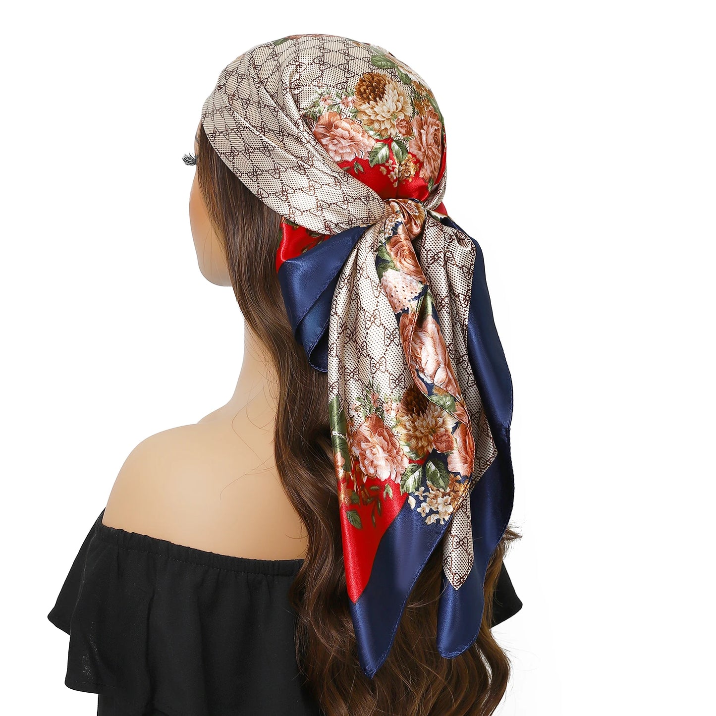 90cm Women Four Seasons Square Silk Satin Bandana Wrap Shawl Scarves Scarfs kfy1