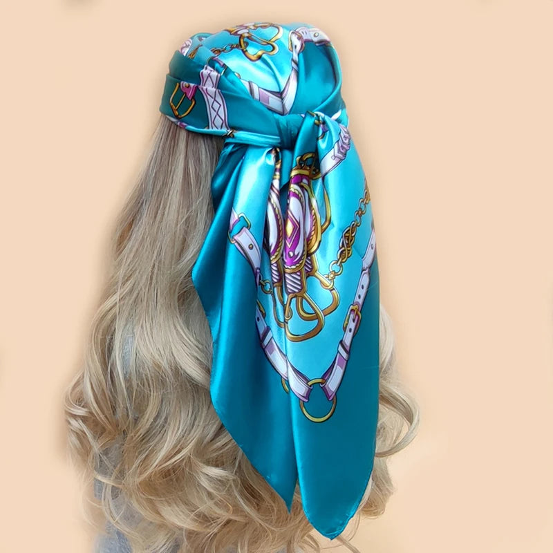 90cm Women Scarf Square Silk Satin Bandana Wrap Shawl Scarves Scarf