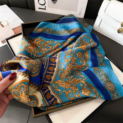 Women Silk Feeling Design Satin Square Scarf Wrap Shawl Scarves