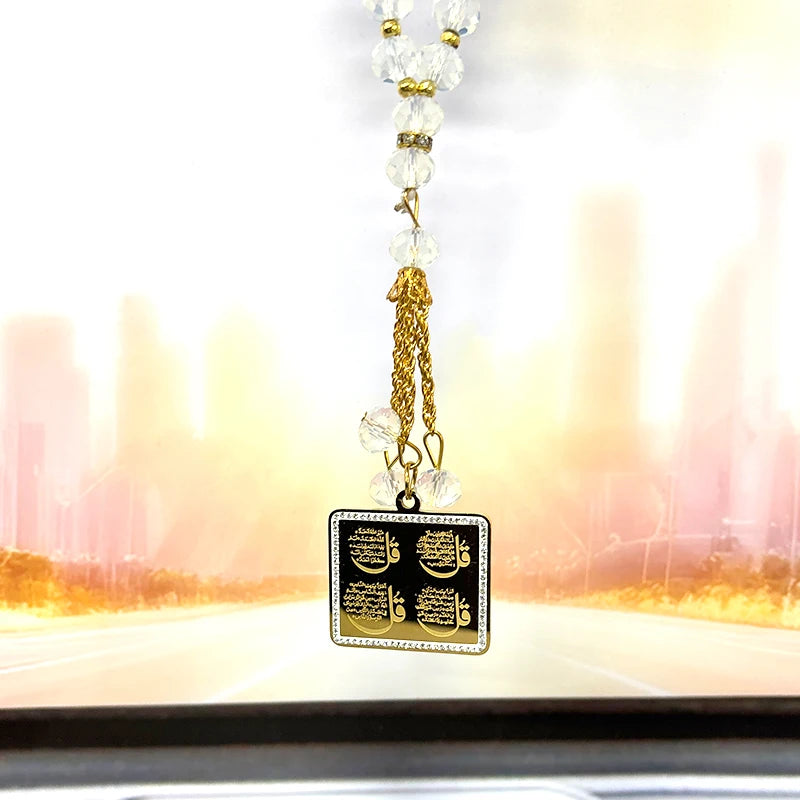 Women Men Gold Color Muslim Rhinestones Amulet Prayer Beads Islamic Arab Quran Allah Prayer Necklace
