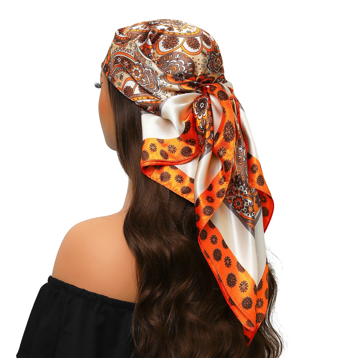 90cm Women Four Seasons Square Silk Satin Bandana Wrap Shawl Scarves Scarfs Spk13