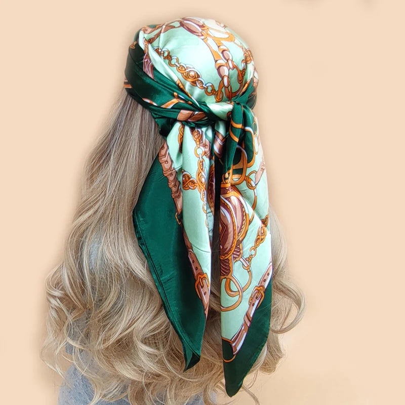90cm Women Scarf Square Silk Satin Bandana Wrap Shawl Scarves Scarf