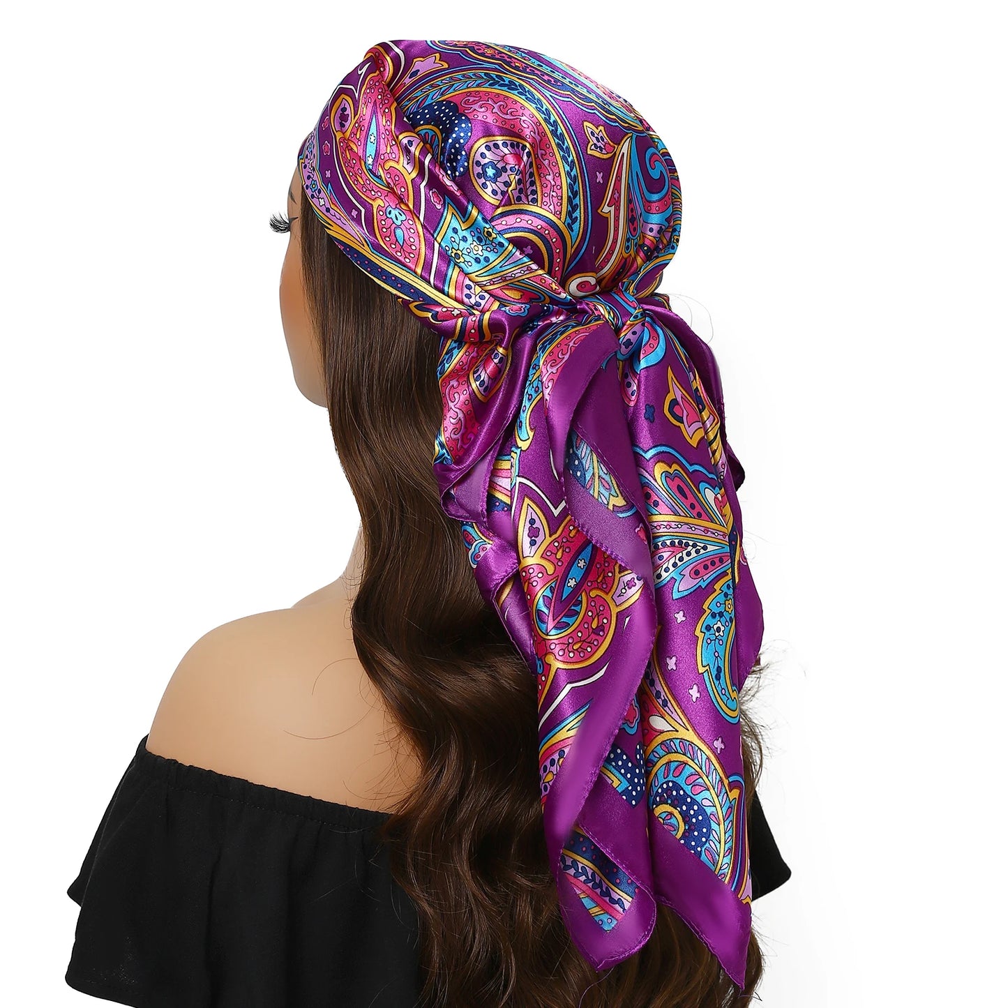 90cm Women Four Seasons Square Silk Satin Bandana Wrap Shawl Scarves Scarfs Spk13