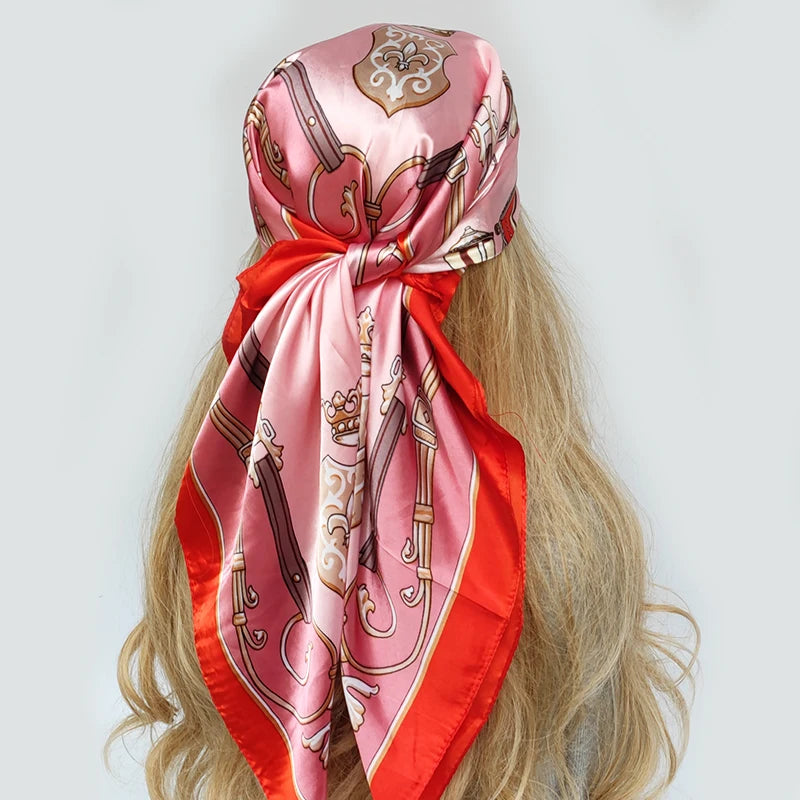 90cm Women Four Seasons Square Silk Satin Bandana Wrap Shawl Scarves Scarfs gpk4