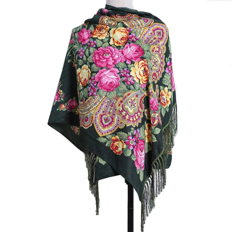 70x170cm Women Fashion Embroidery Shawls Scarf Pashmina Flower Printed Wraps Scarves