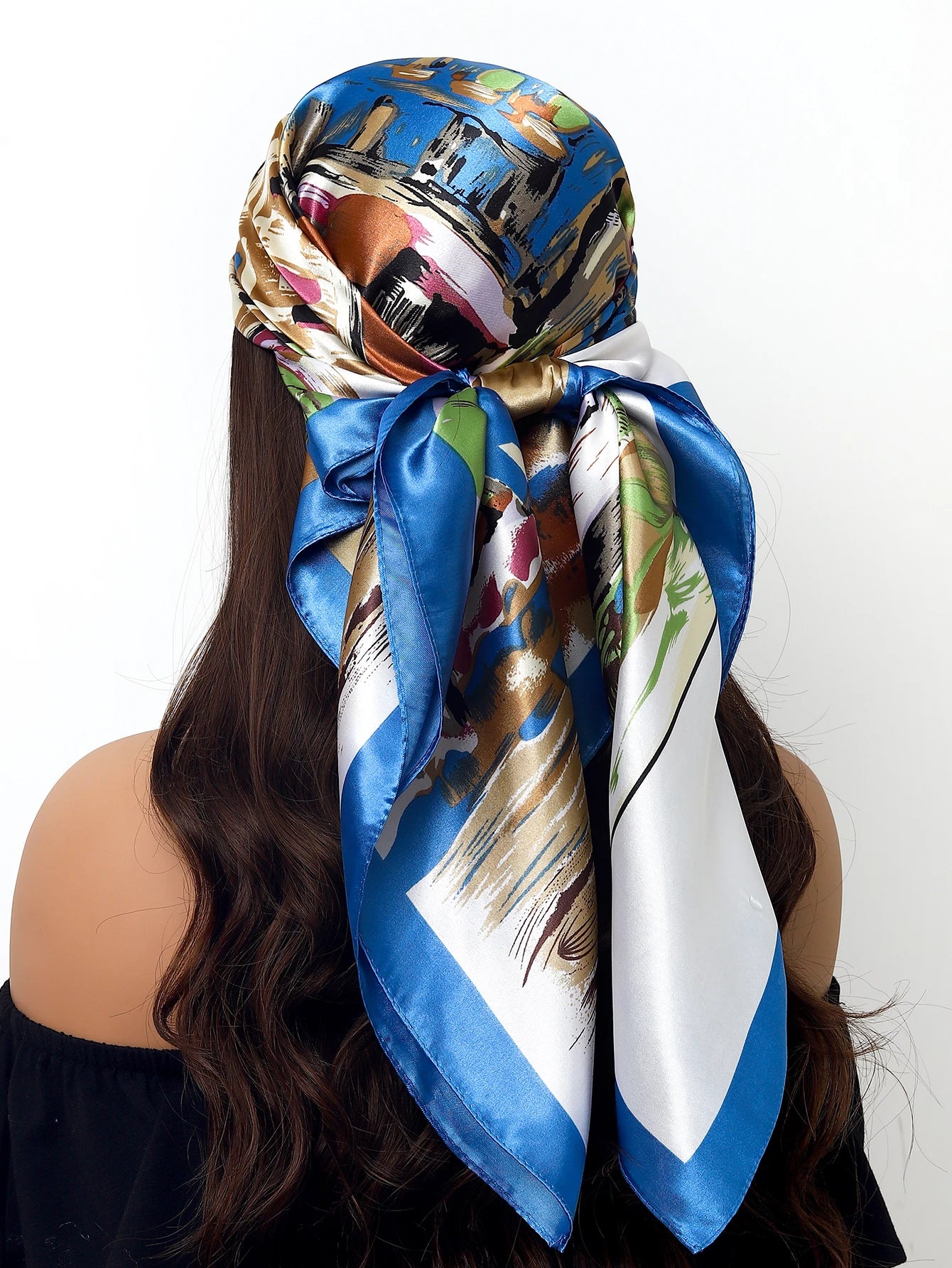 90cm Women Four Seasons Square Silk Satin Bandana Wrap Shawl Scarves Scarfs Sqk2