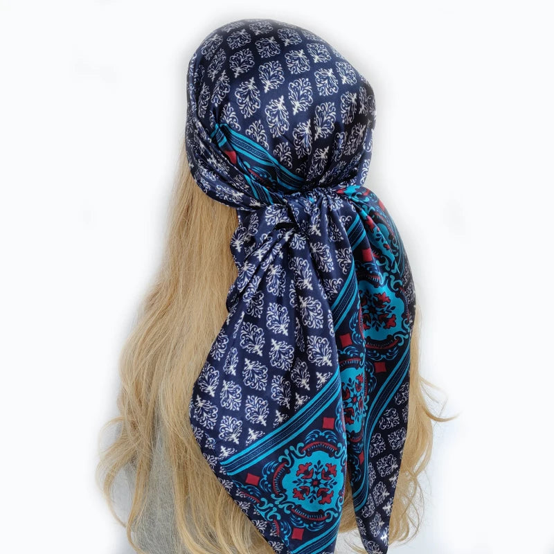 90*90cm Women Scarf Square Silk Satin Bandana Wrap Shawl Scarves Scarf MR02