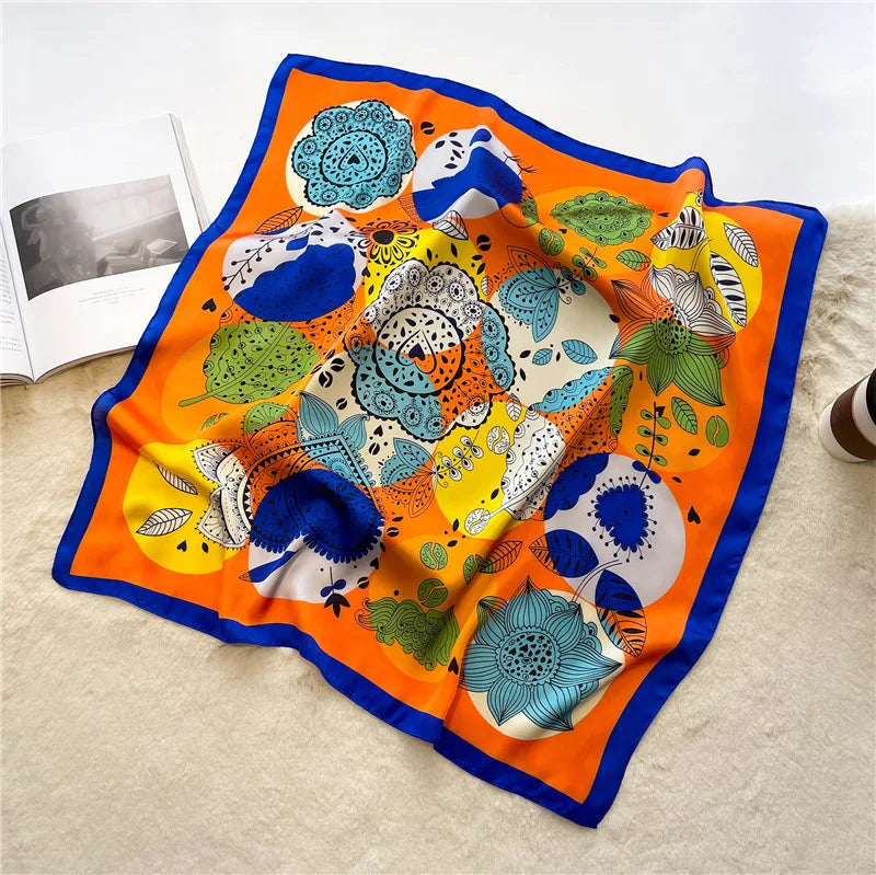 Women Fashion Silk Satin Cats Pets Printed Wrap Scarf Bandana Scarves