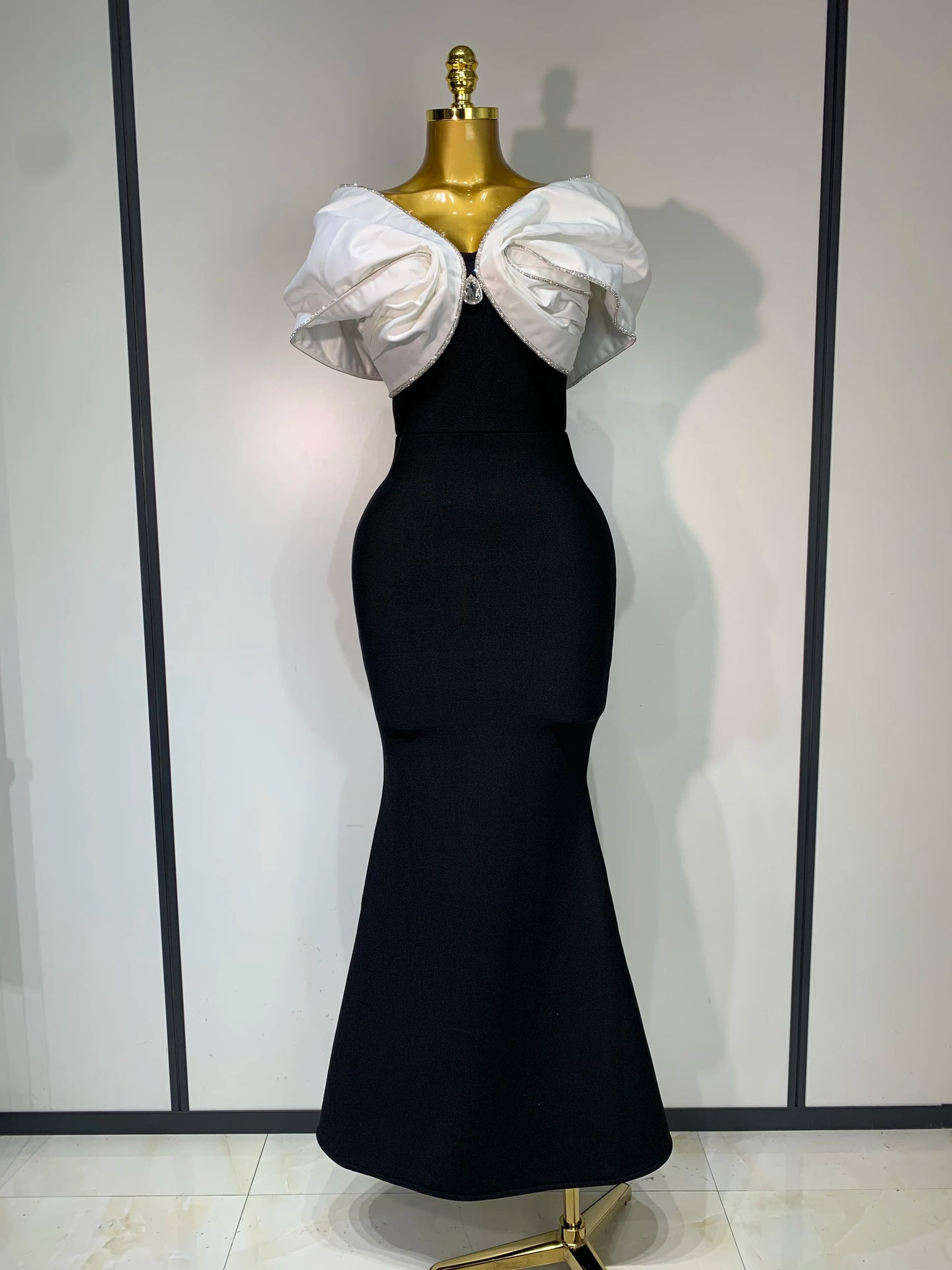 Sexy Off Shoulder Rhinestone Maxi Long Bandage Evening Party Dress