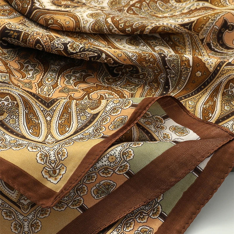 Women Design Square Silk Satin Scarf Flower Prints Bandana Scarves