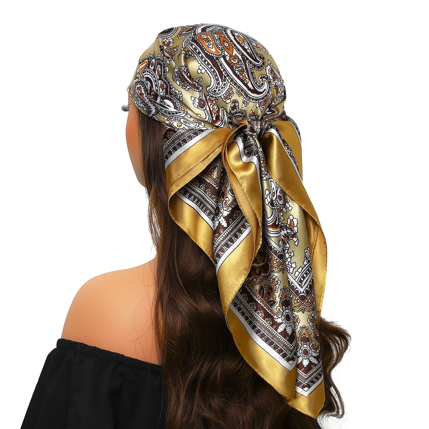 90cm Women Four Seasons Square Silk Satin Bandana Wrap Shawl Scarves Scarfs Spk13