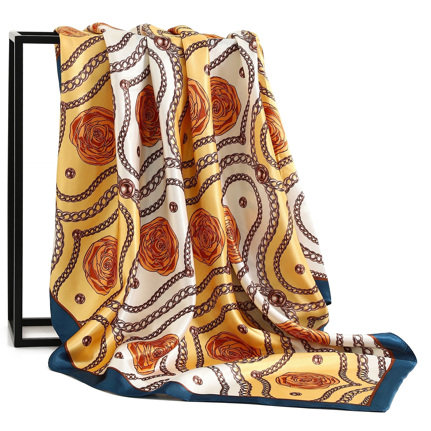 90cm Women Four Seasons Square Silk Satin Bandana Wrap Shawl Scarves Scarfs Spk7
