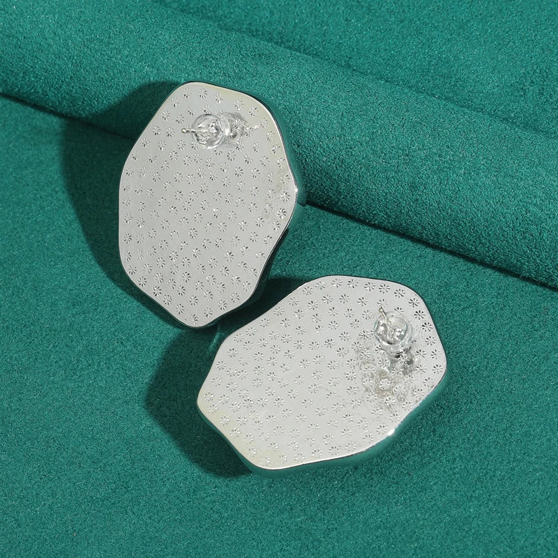 Vintage Transparent Green Earrings Stone Stud Luxury Glass Natural Irregular Hammer Pattern Summer Jewelry Valentine Accessories