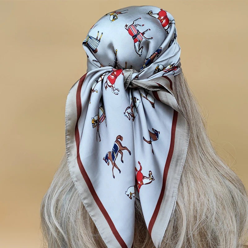 90cm Women Four Seasons Square Silk Satin Bandana Wrap Shawl Scarves Scarfs SRk3