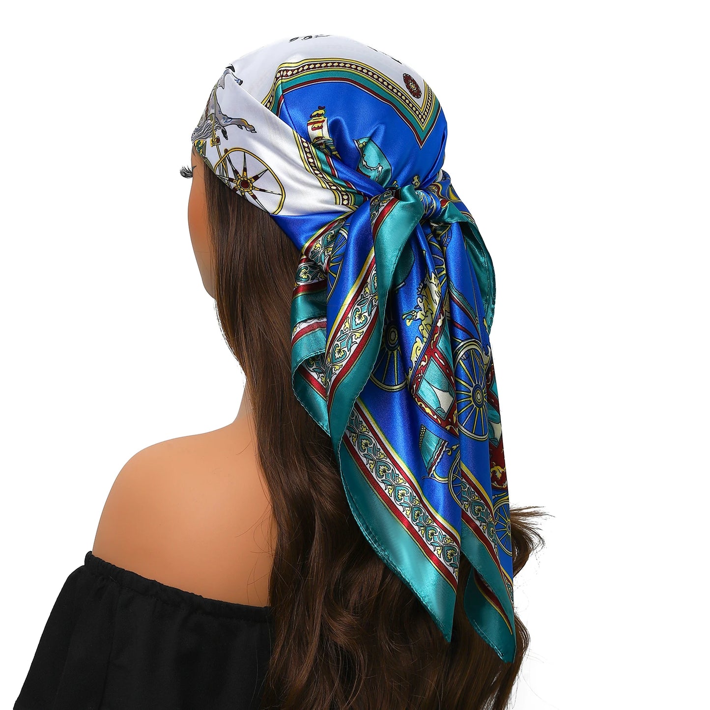 90cm Women Four Seasons Square Silk Satin Bandana Wrap Shawl Scarves Scarfs Sqk7