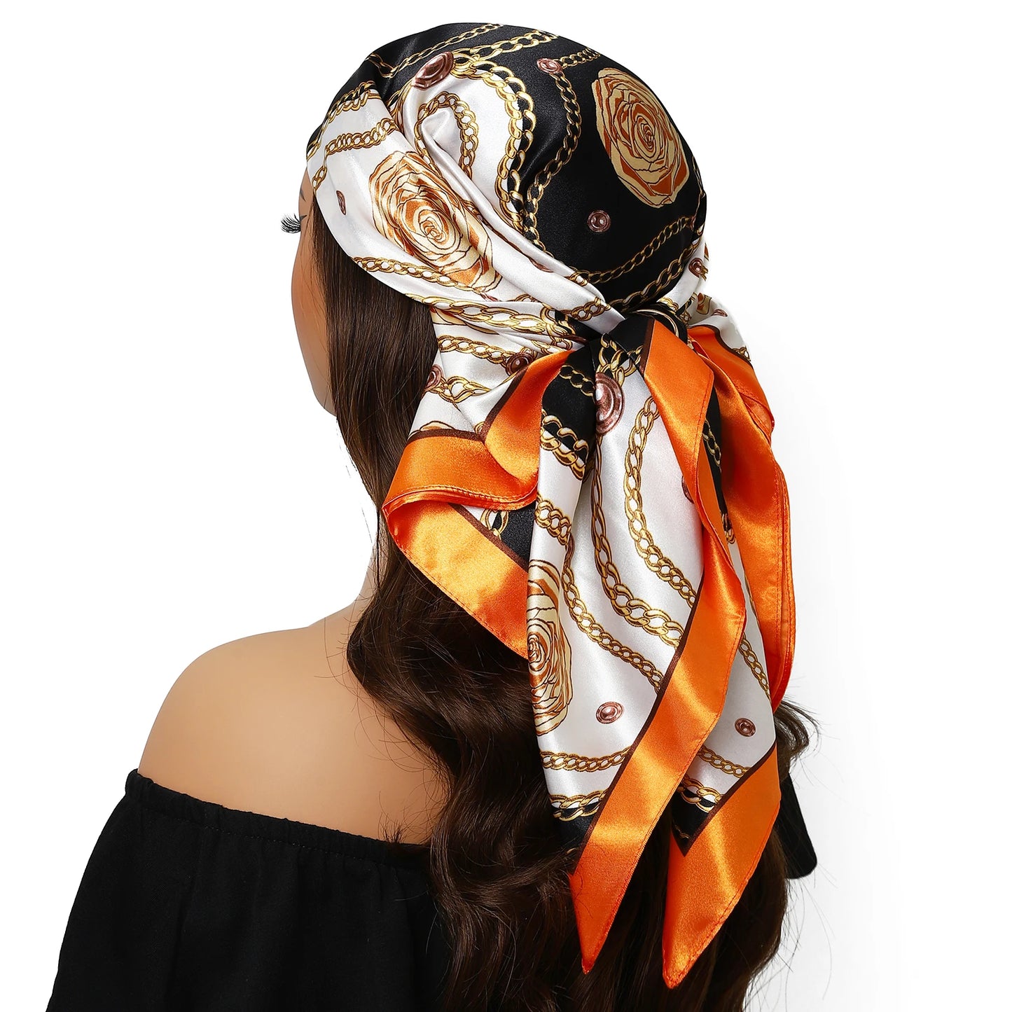 90cm Women Four Seasons Square Silk Satin Bandana Wrap Shawl Scarves Scarfs kfy1