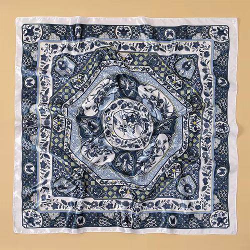 Women Fashion Silk Square Vintage Hijab Flower Prints Pashmina Bandana Scarves